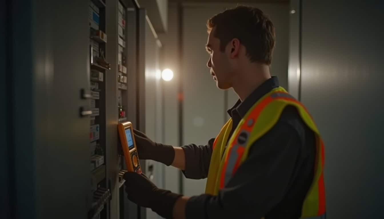 Technicien IRVE réalisant un audit électrique avant installation d