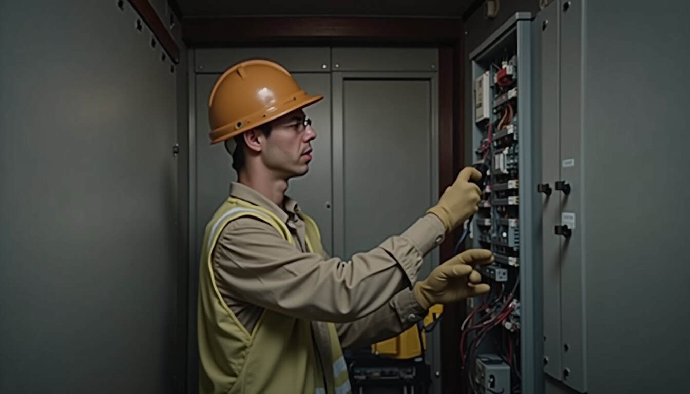 Technicien IRVE réalisant un audit électrique avant installation d