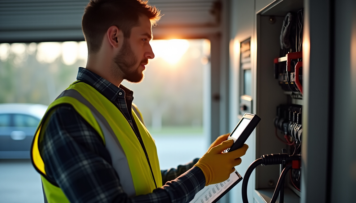 Technicien IRVE réalisant un audit électrique avant l