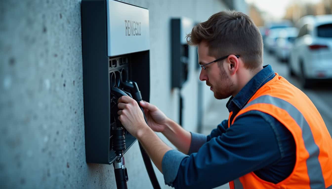 Technicien procédant à la maintenance d