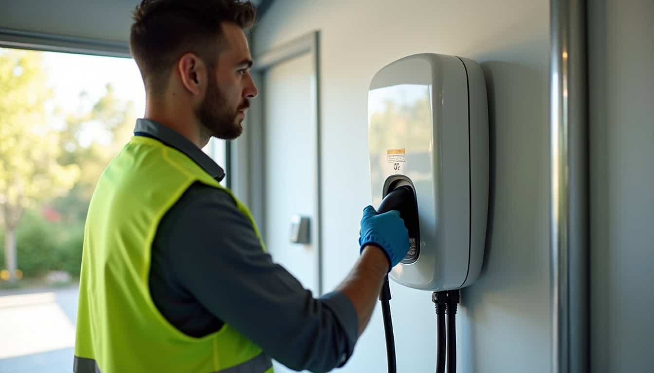 Technicien professionnel vérifiant l