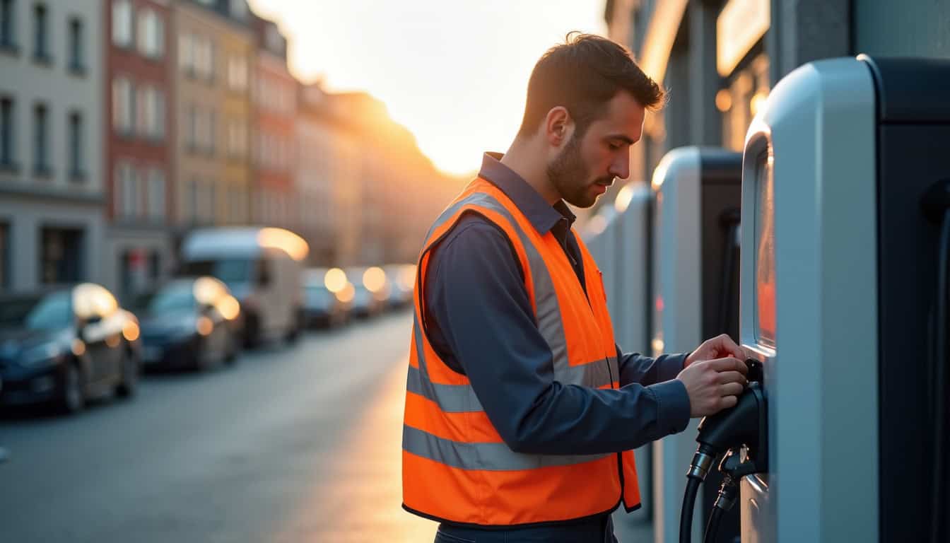 Technicien vérifiant l