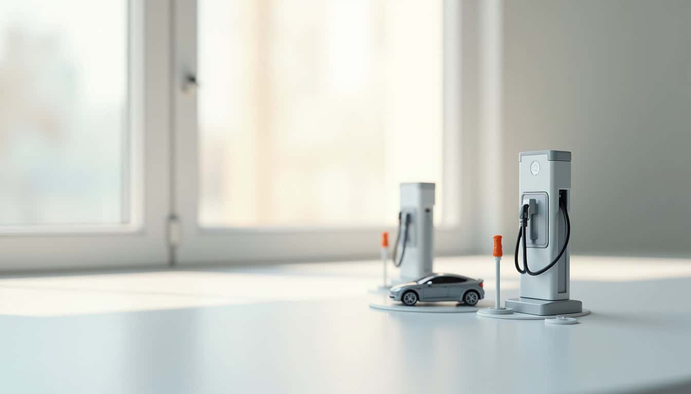 Types de bornes de recharge électrique pour véhicule, illustrées avec des modèles muraux et au sol
