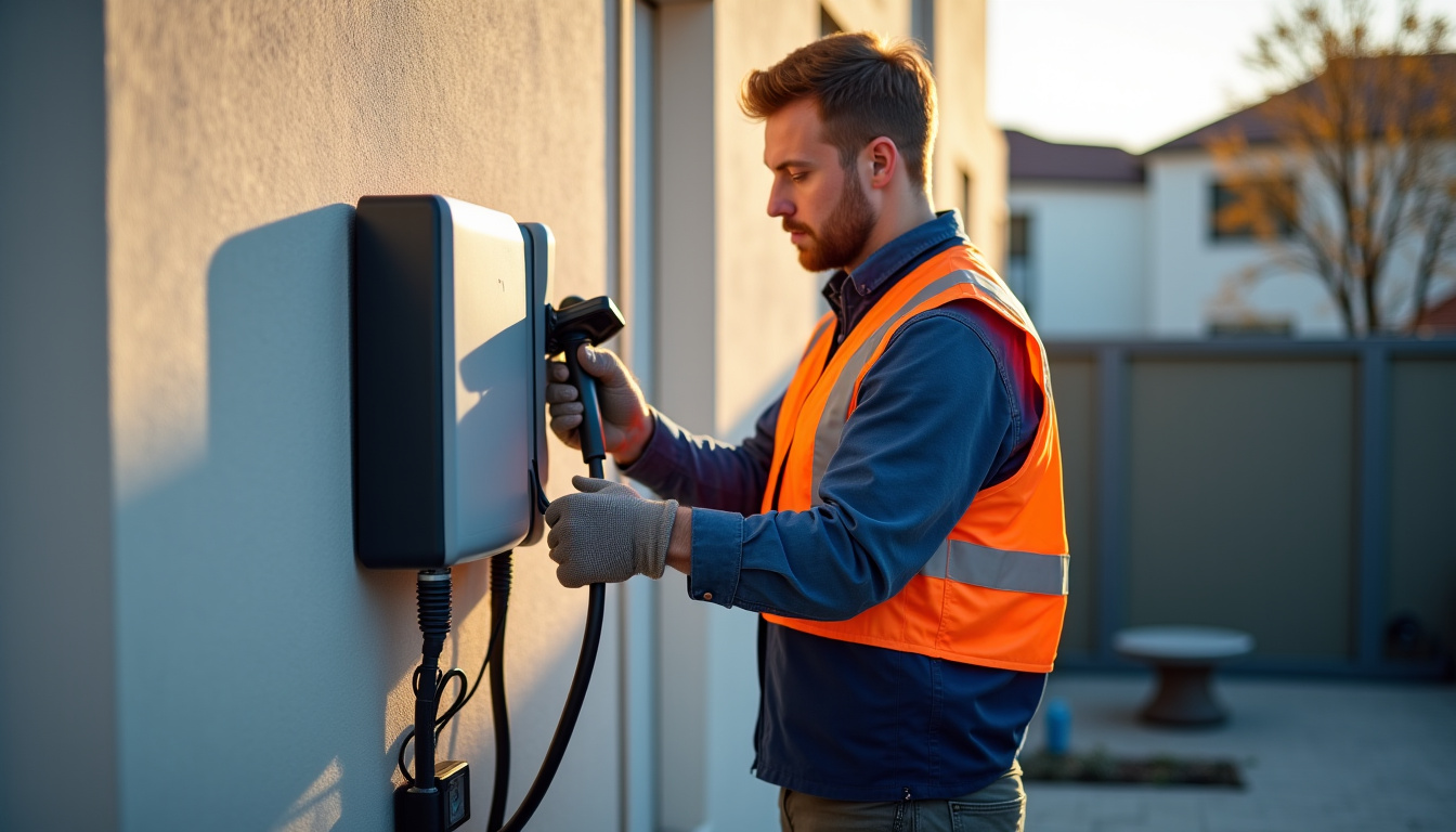 Un électricien certifié IRVE en train d