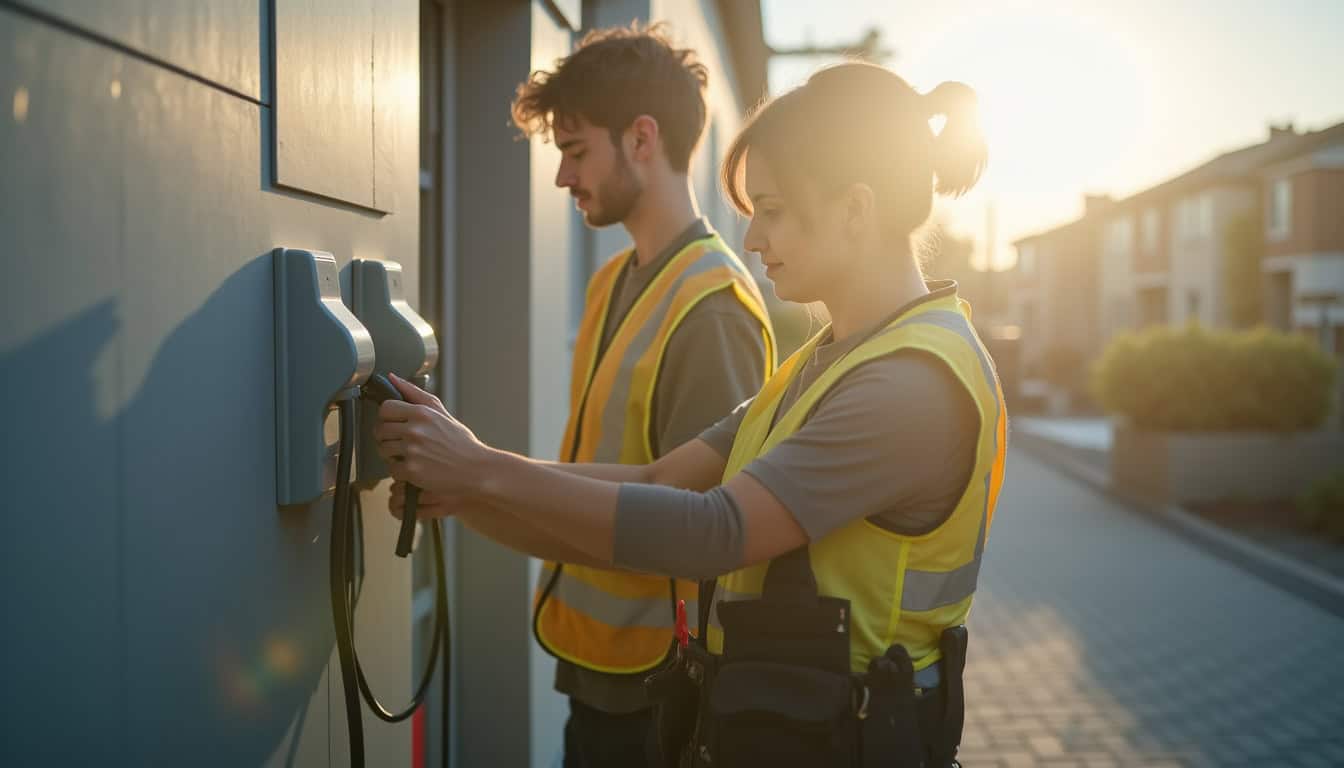 Un électricien certifié IRVE en train d