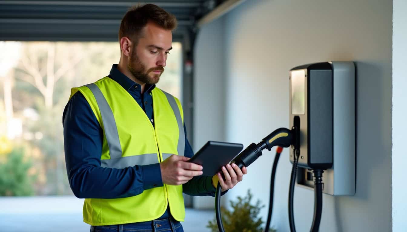 Un installateur IRVE effectue un diagnostic de l