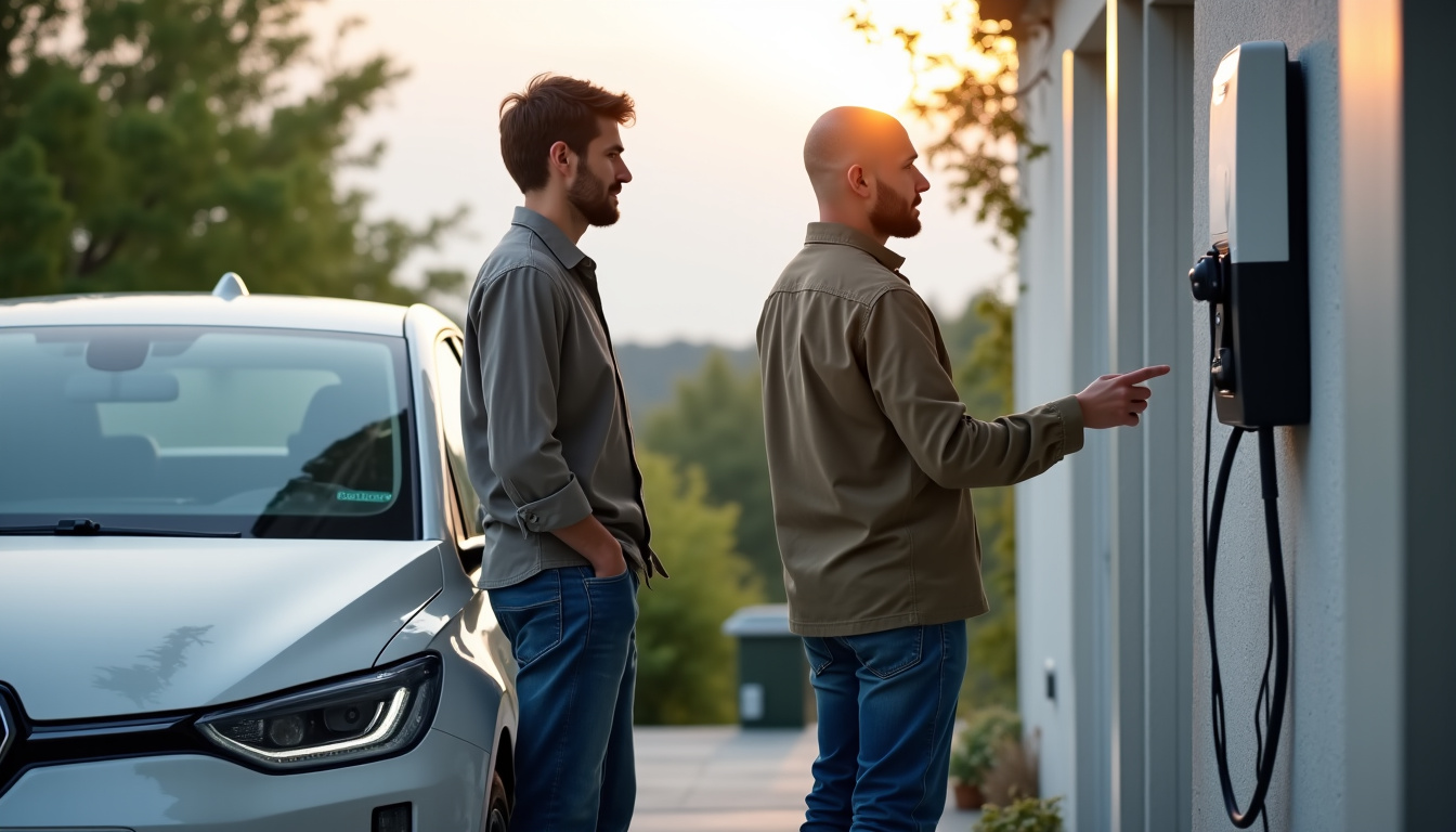 Un installateur IRVE en train de discuter avec un particulier à Bouville lors d