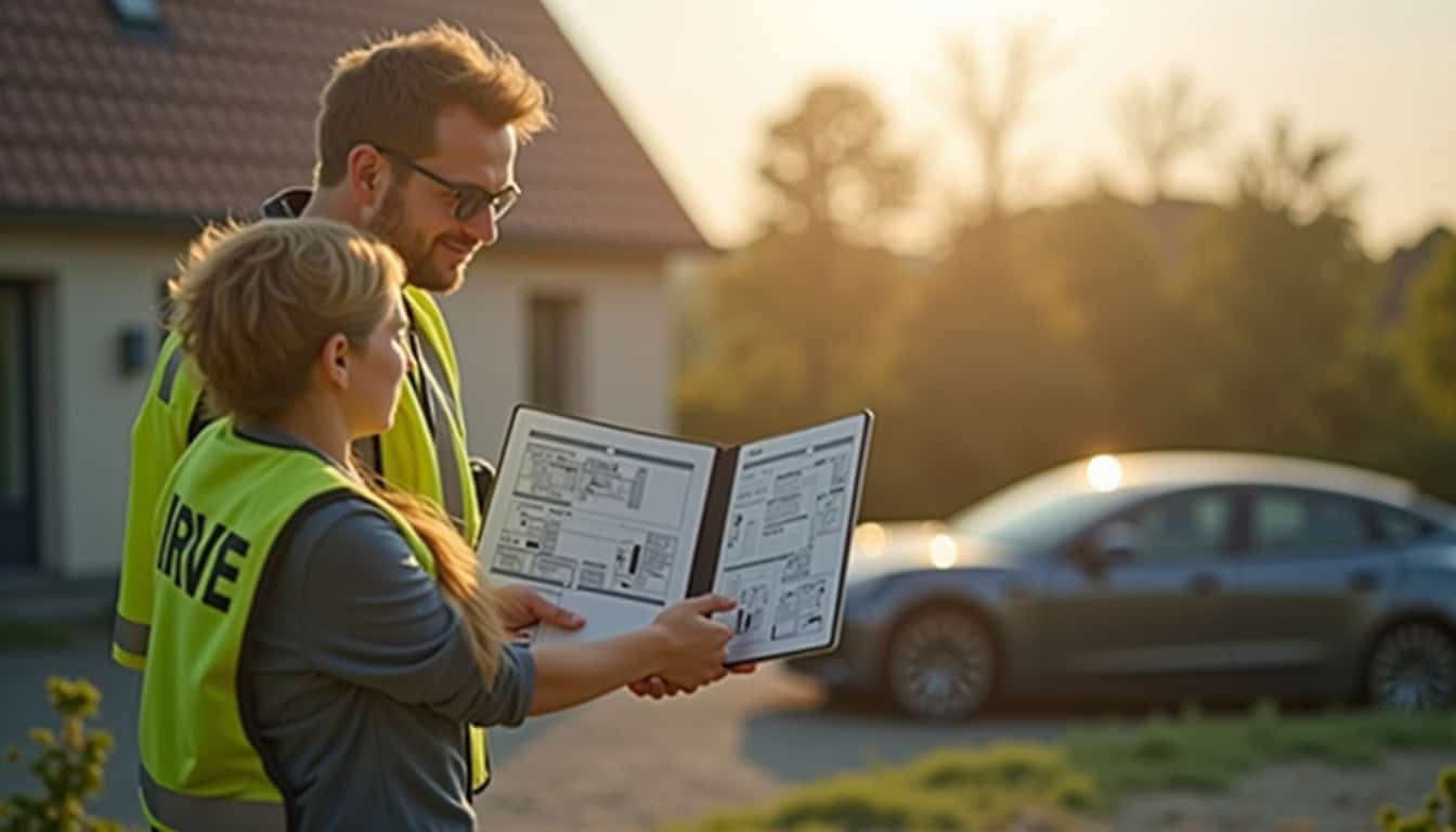 Un installateur IRVE en train de présenter un devis à un client à Thue et Mue