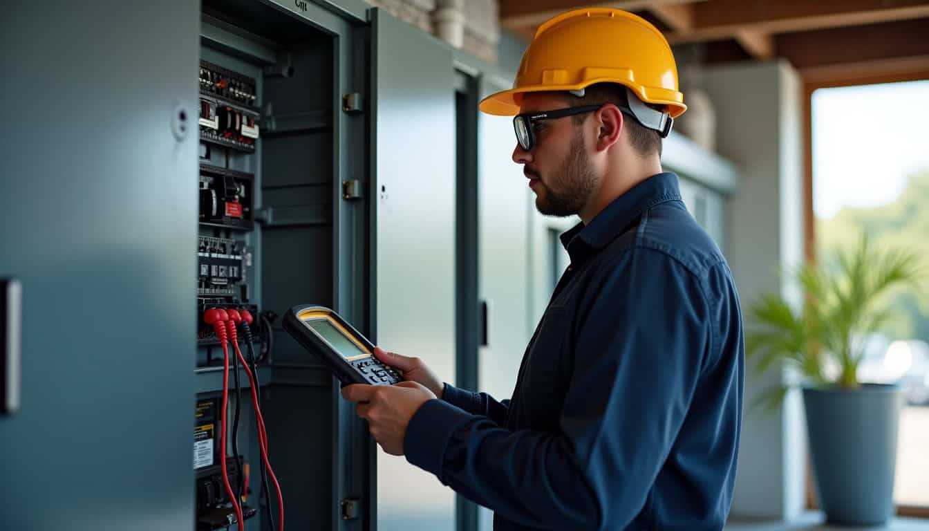 Un technicien certifié IRVE en train de vérifier une installation électrique avant pose de la borne