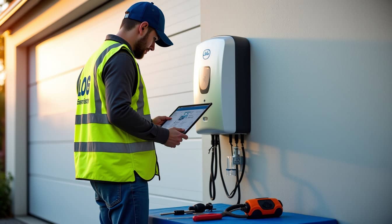 Un technicien IRVE de Log Connect Services en train d