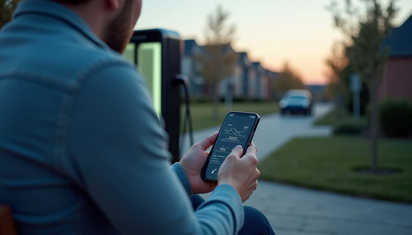 Utilisateur consultant l’application de sa borne intelligente sur son smartphone