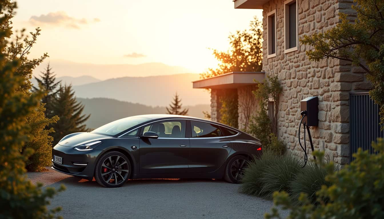 Véhicule électrique en charge devant une maison dans le Territoire de Belfort