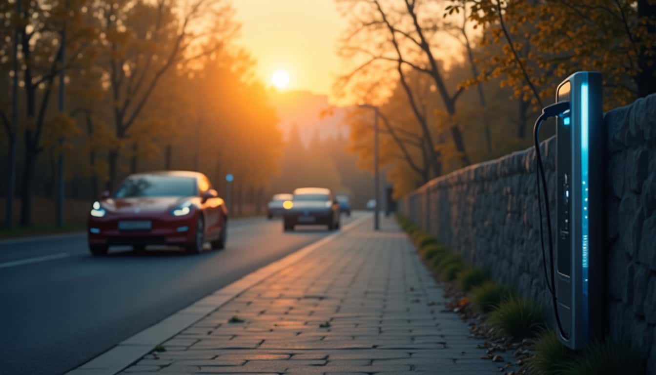 Voiture électrique en charge sur une borne installée à Sorigny