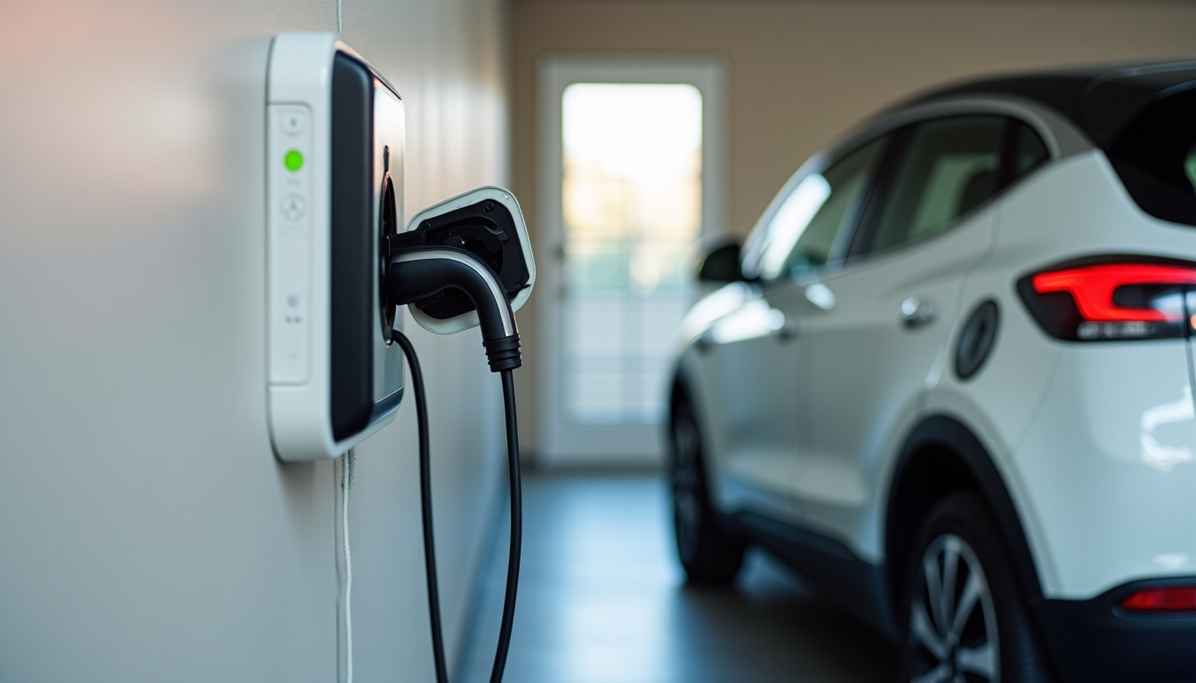 Voiture électrique en charge sur une borne murale à Saint-Jean-de-Moirans