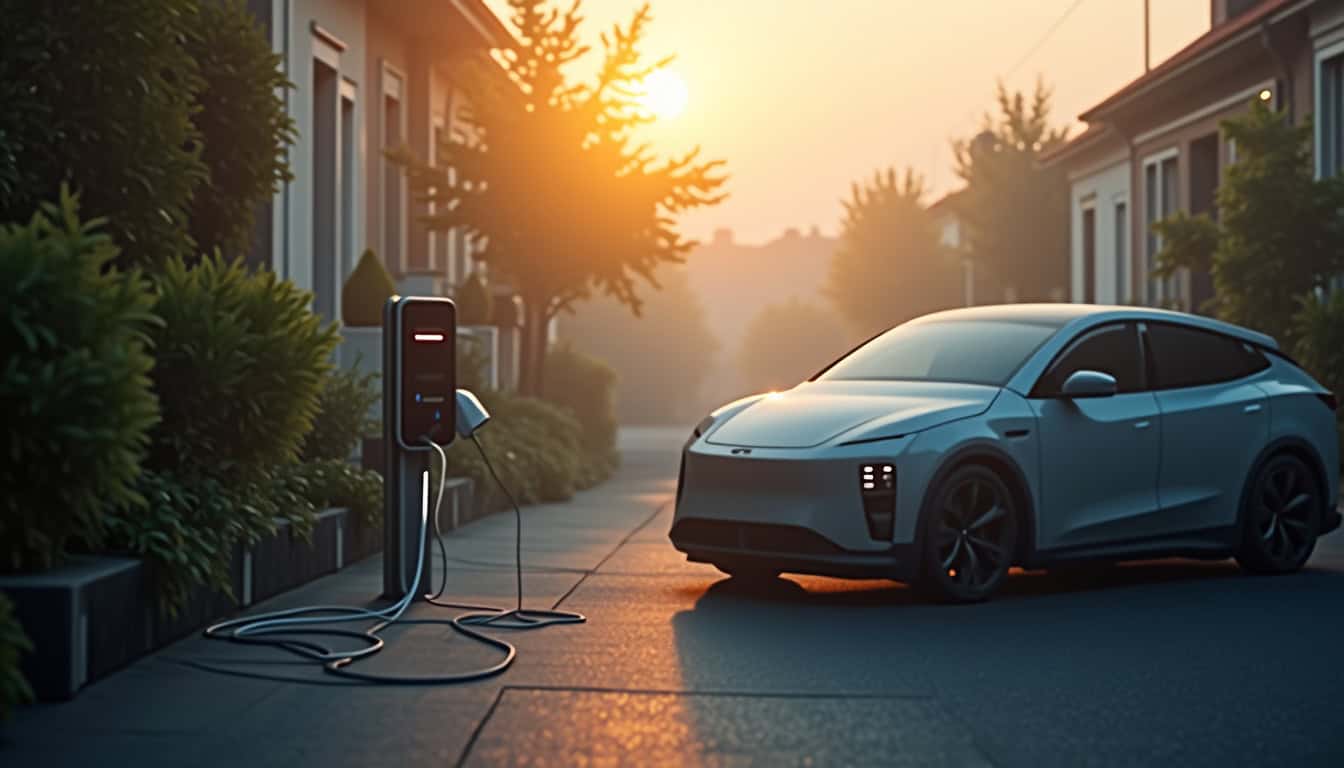 Voiture électrique en train de recharger sur une borne à Pleumeleuc