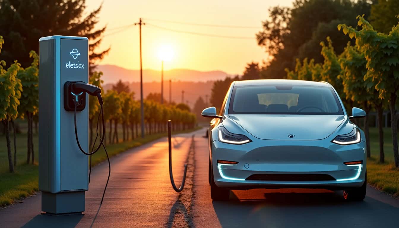 Voiture électrique en train de recharger sur une borne installée à l