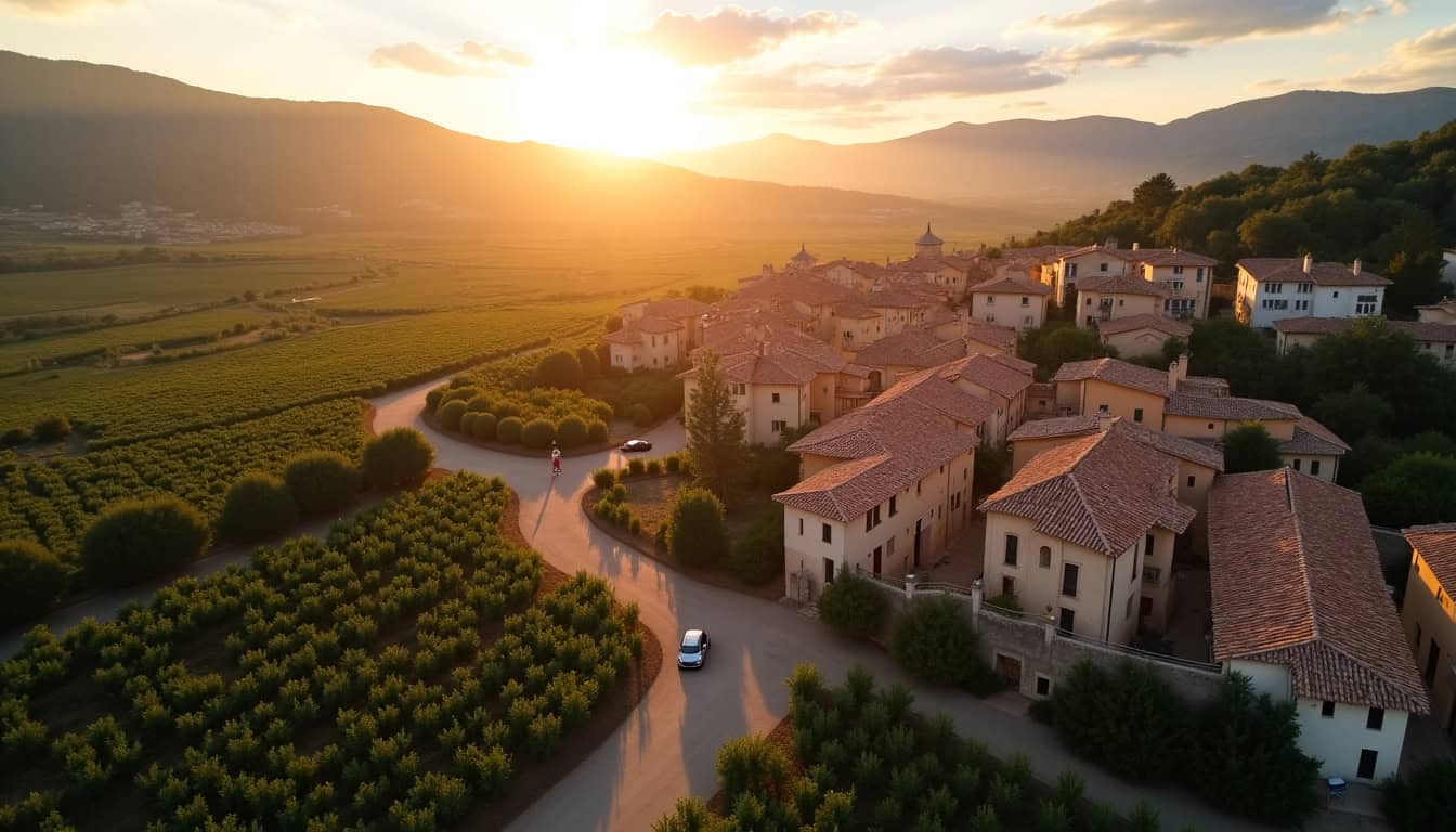 Vue aérienne de Fontès avec indication d