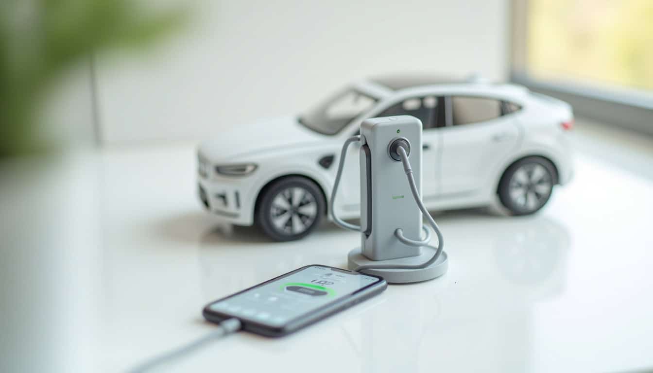 Borne de recharge connectée avec affichage des consommations sur smartphone