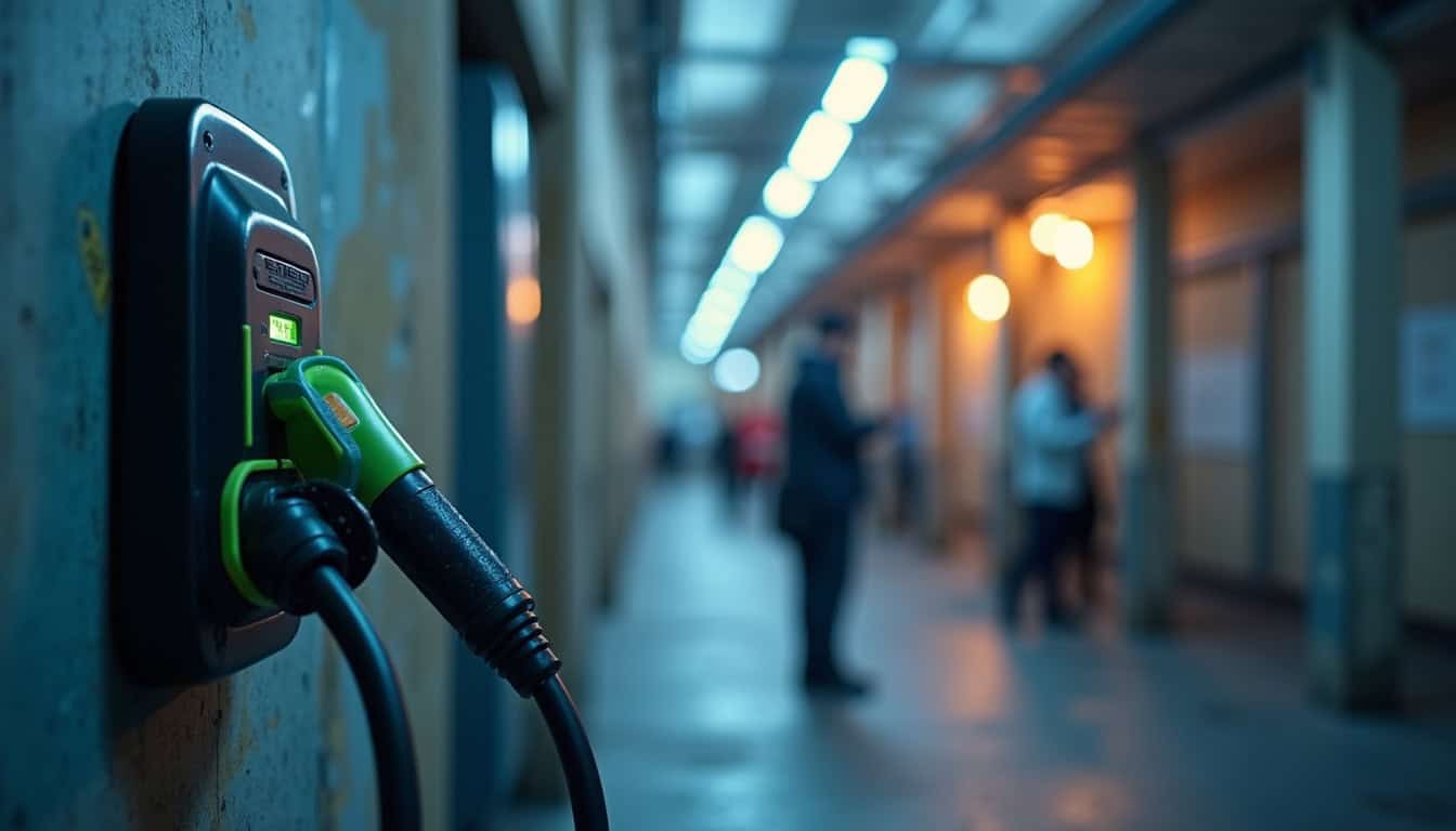 Borne de recharge électrique connectée avec affichage des données de consommation à Le Lion-d