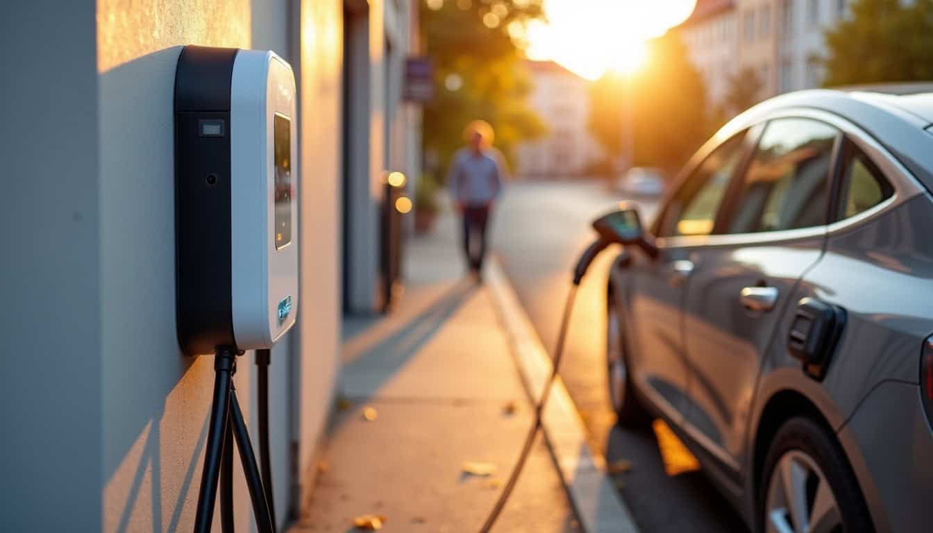 Borne de recharge électrique connectée en fonctionnement à Charly