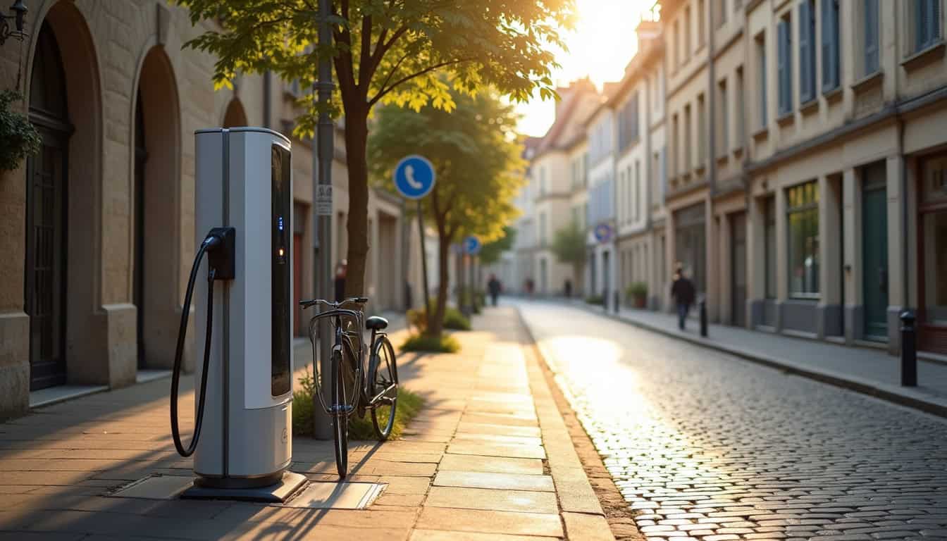 Borne de recharge électrique en milieu urbain à Terres-de-Haute-Charente