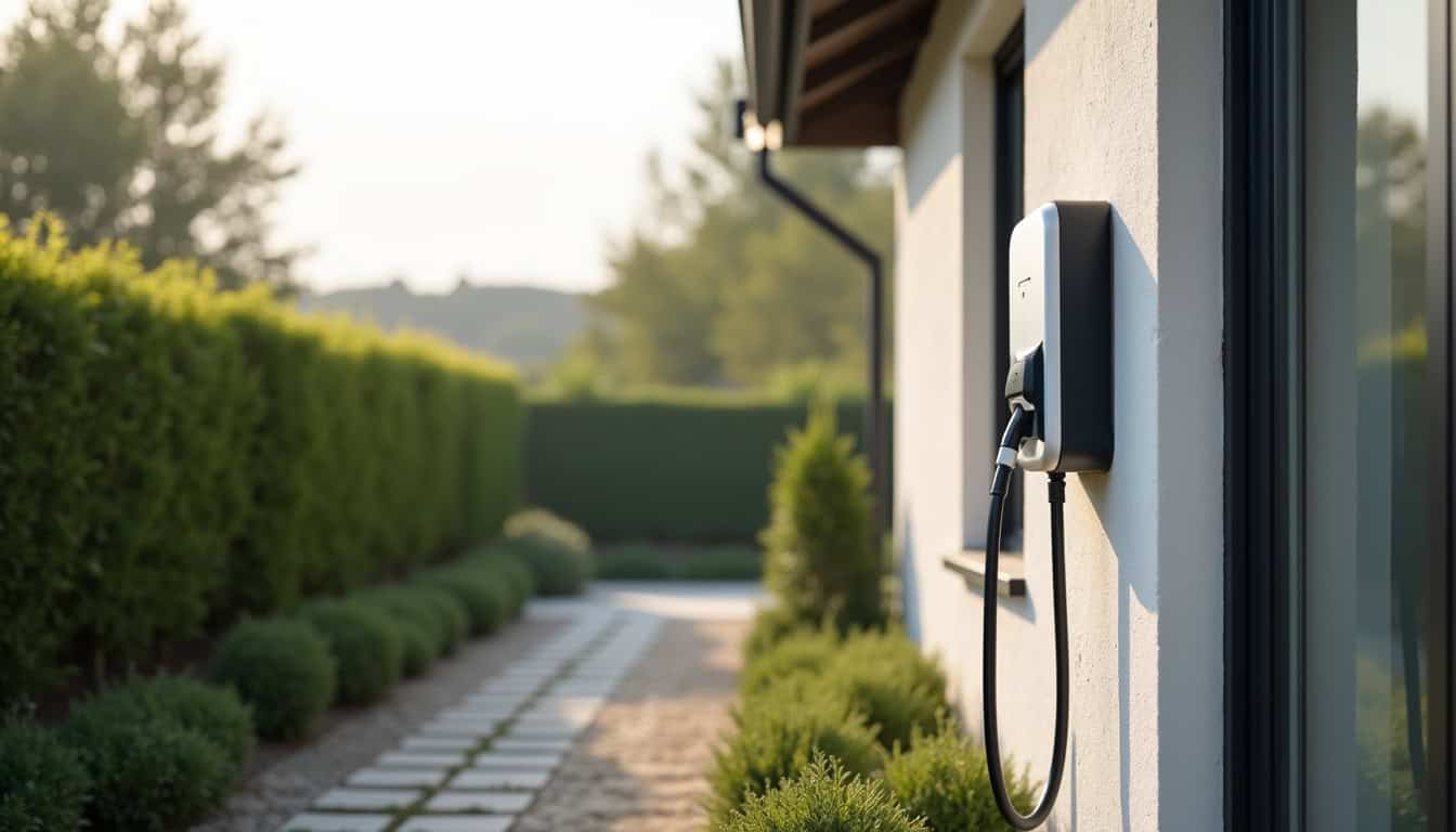 Borne de recharge électrique installée à domicile dans une maison à Briec