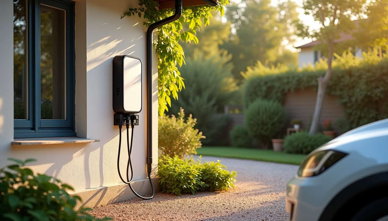 Borne de recharge électrique installée à l’extérieur d’un domicile à La Boissière-des-Landes