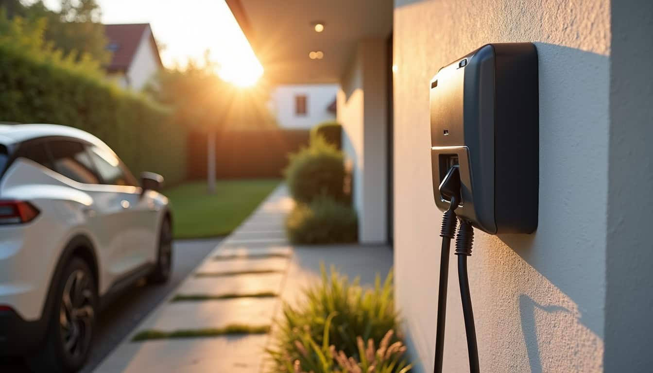 Borne de recharge électrique installée à l'extérieur d'une maison à Châteaugiron