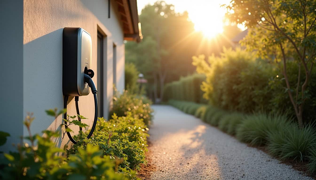 Borne de recharge électrique installée à l'extérieur d'une maison à Cussey-sur-l'Ognon