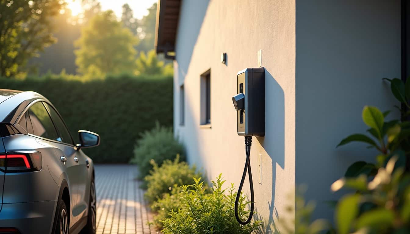 Borne de recharge électrique installée à l'extérieur d'une maison à Knutange