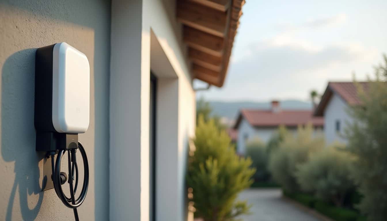 Borne de recharge électrique installée à l'extérieur d'une maison à La Garde
