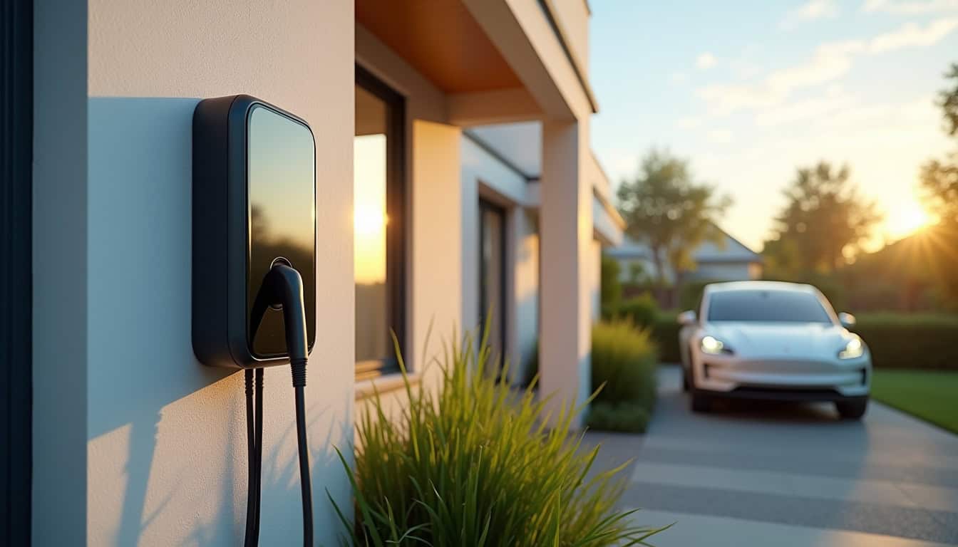 Borne de recharge électrique installée à l'extérieur d'une maison à La Roche-Blanche