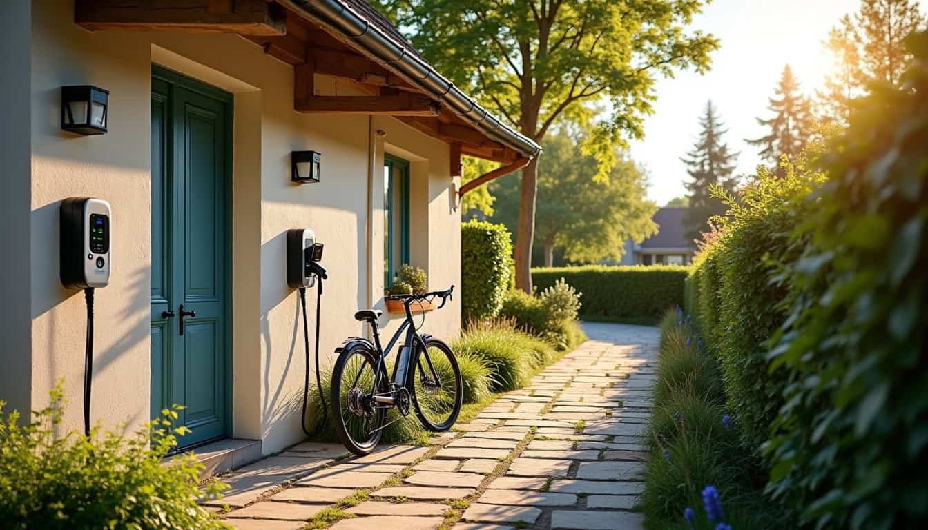 Borne de recharge électrique installée à l'extérieur d'une maison à Saint-Germain-de-Prinçay