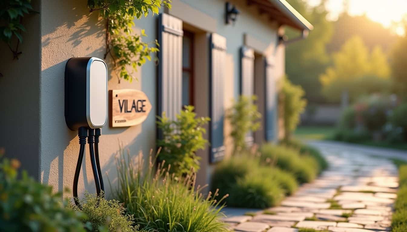 Borne de recharge électrique installée à l'extérieur d'une maison à Saint-Hilaire-des-Landes
