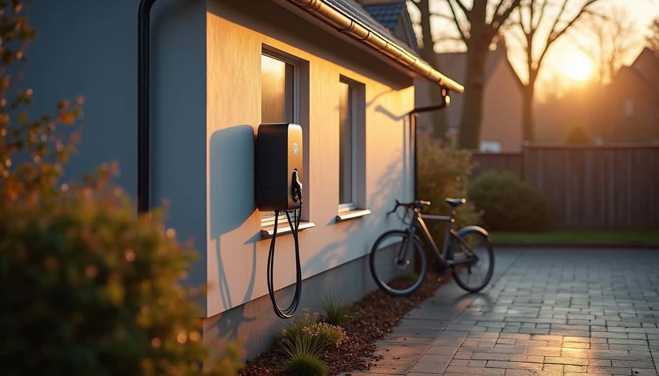 Borne de recharge électrique installée à l'extérieur d'une maison à Thise