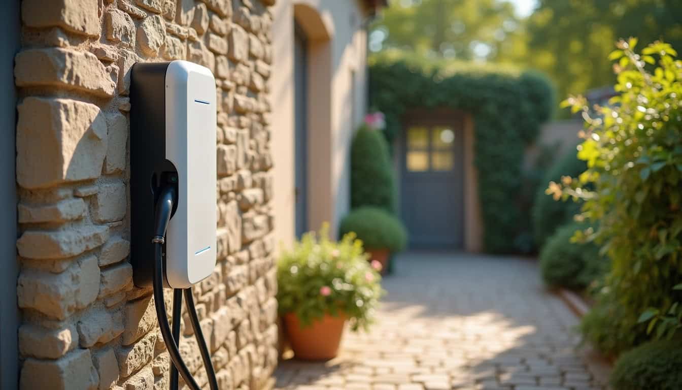 Borne de recharge électrique installée à l'extérieur d'une maison à Vallet