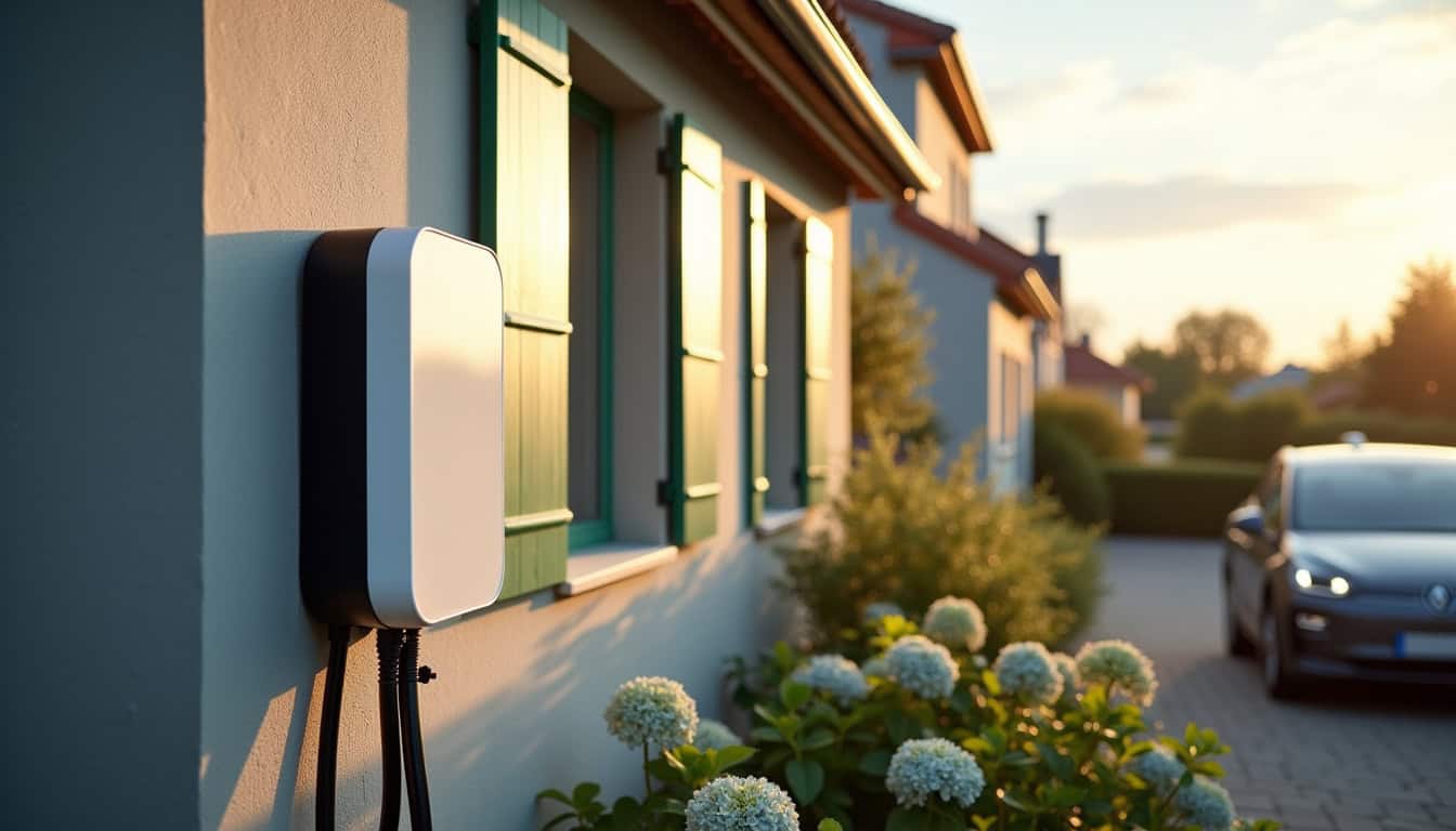 Borne de recharge électrique installée à l'extérieur d'une maison à Vannes