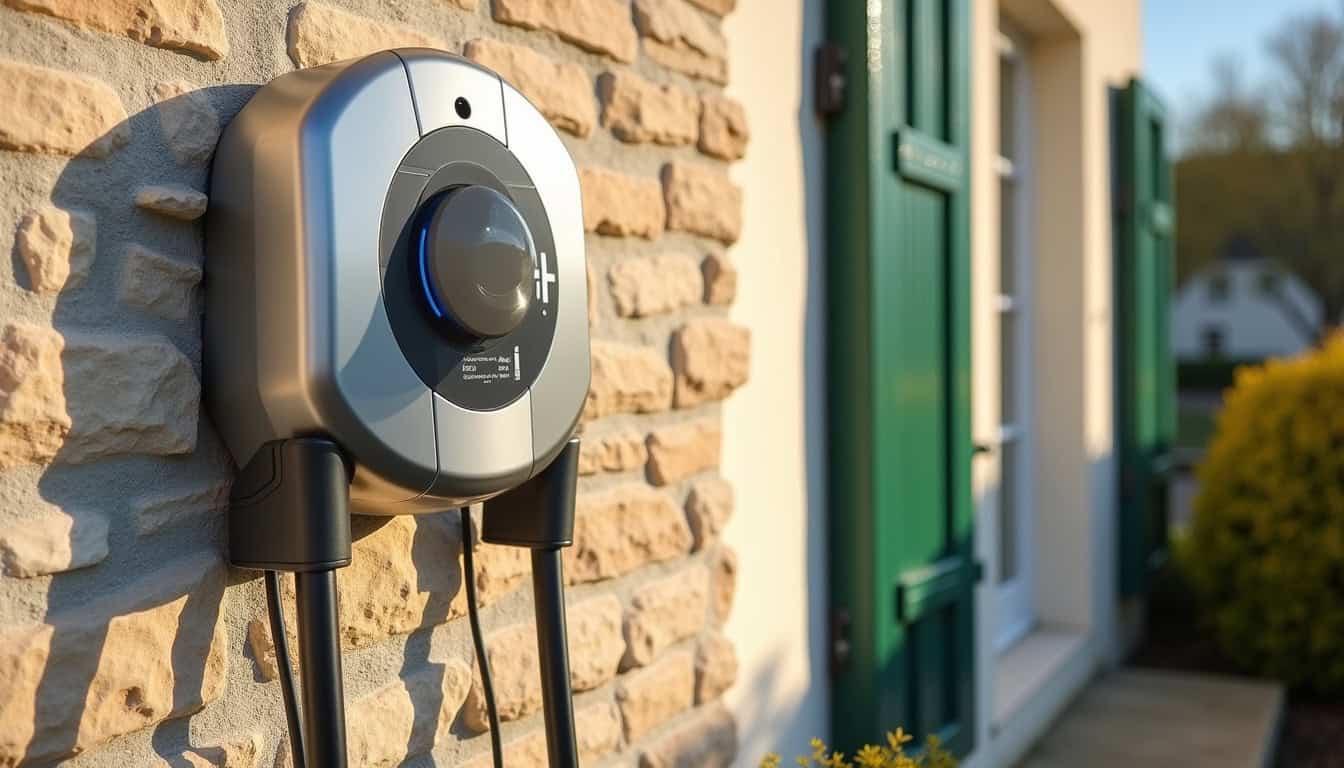 Borne de recharge électrique installée au mur d