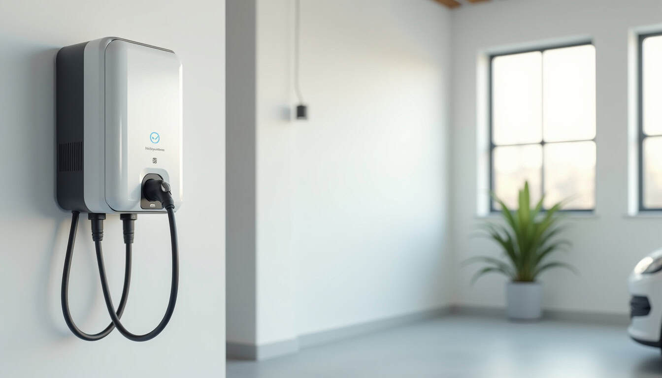 Borne de recharge électrique installée au mur d