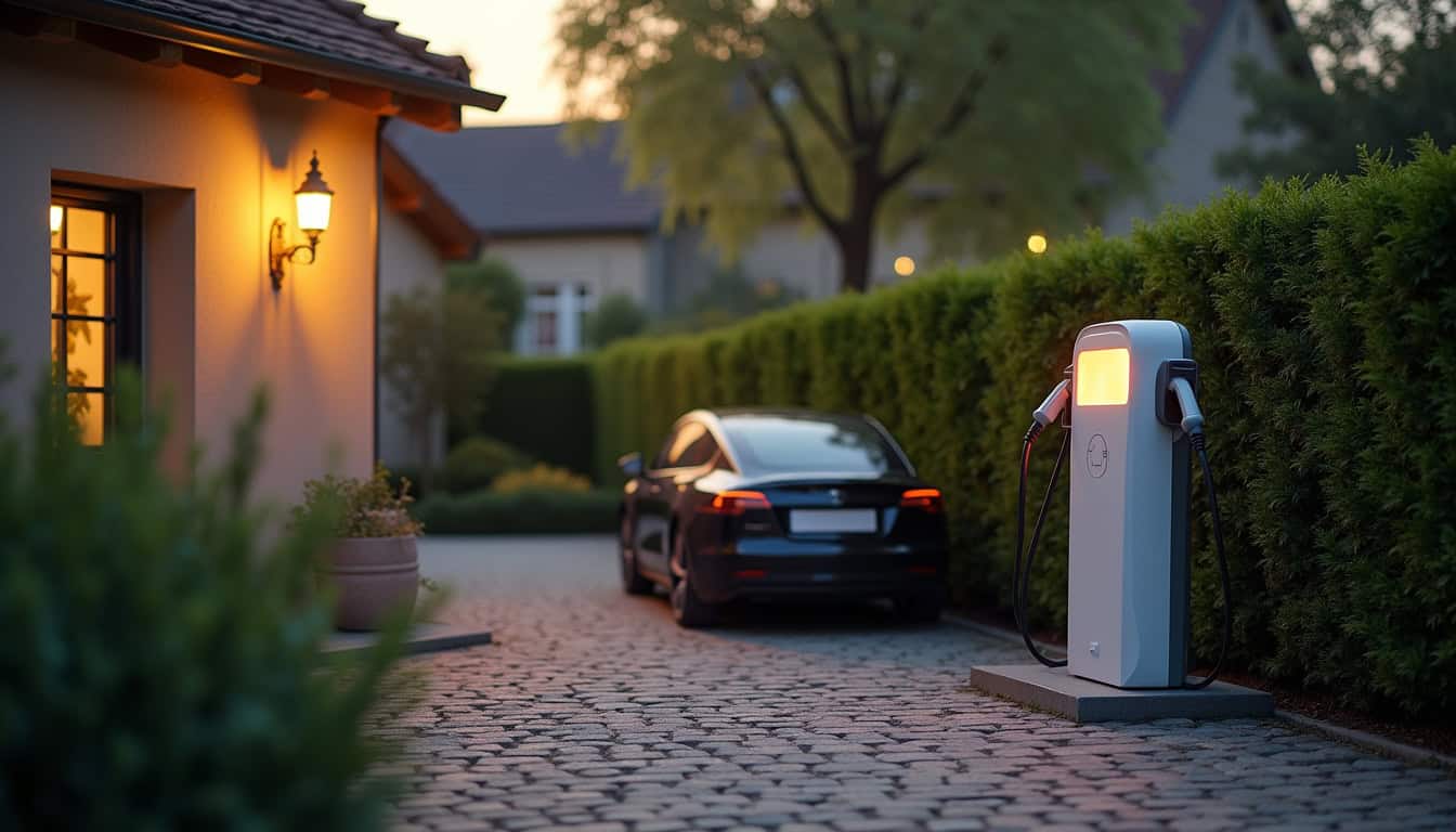 Borne de recharge électrique installée dans un domaine résidentiel à Le Temple-sur-lot