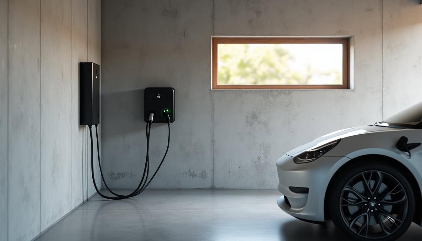 Borne de recharge électrique installée dans un garage à Agnetz