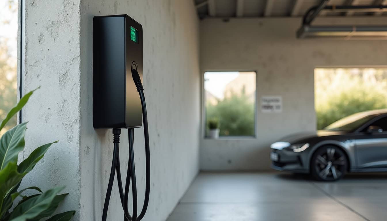 Borne de recharge électrique installée dans un garage à Salles