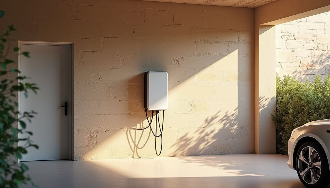 Borne de recharge électrique installée dans un garage privé à Aix-en-Provence