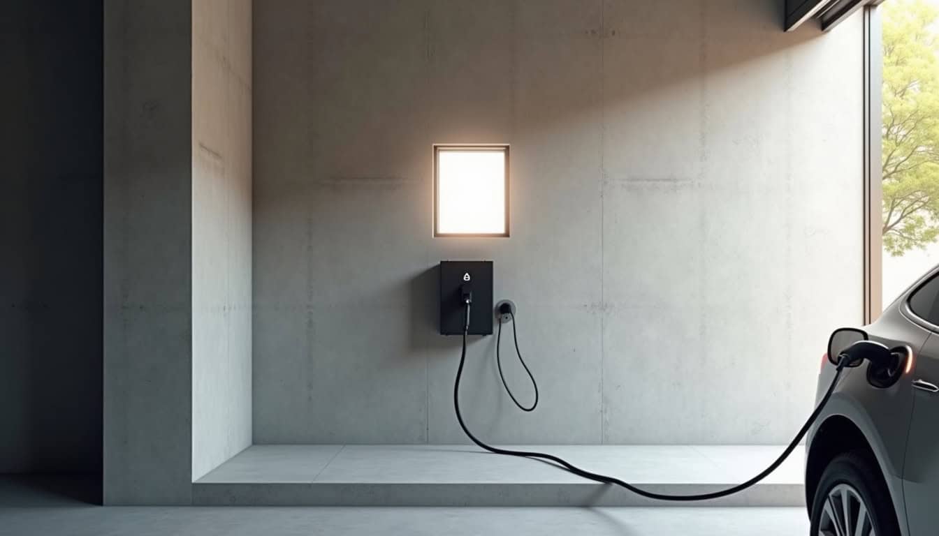 Borne de recharge électrique installée dans un garage privé à Beaulon