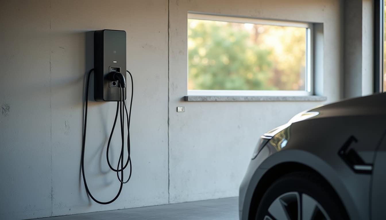 Borne de recharge électrique installée dans un garage privé à Darney