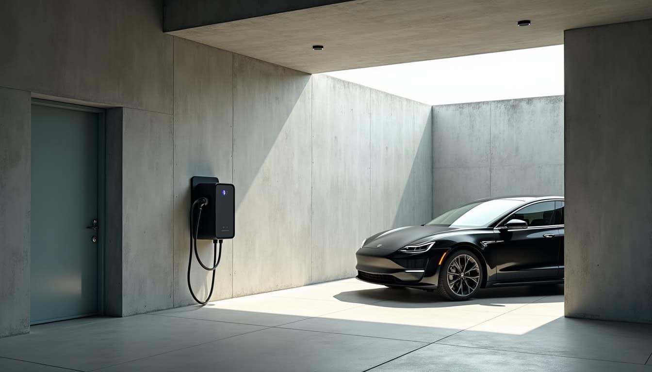 Borne de recharge électrique installée dans un garage privé à Lyon