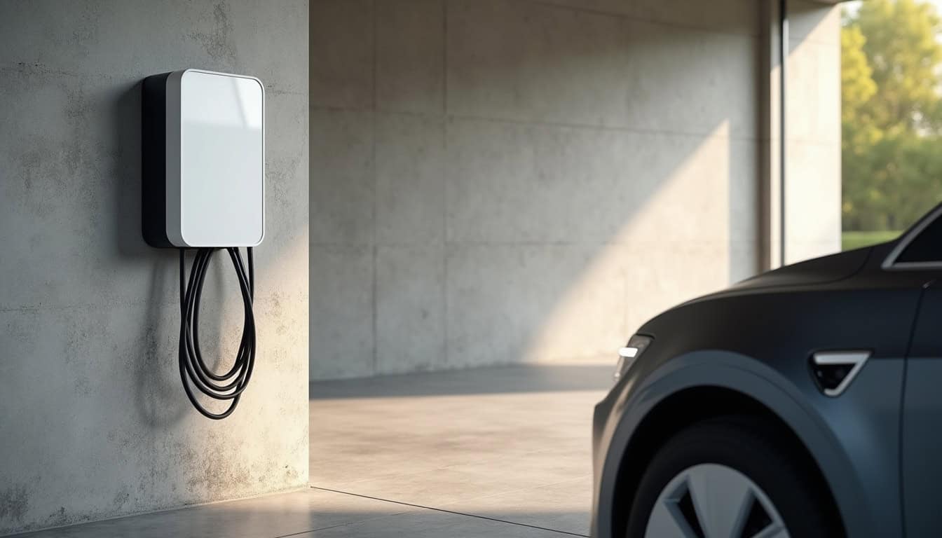 Borne de recharge électrique installée dans un garage privé à Molsheim