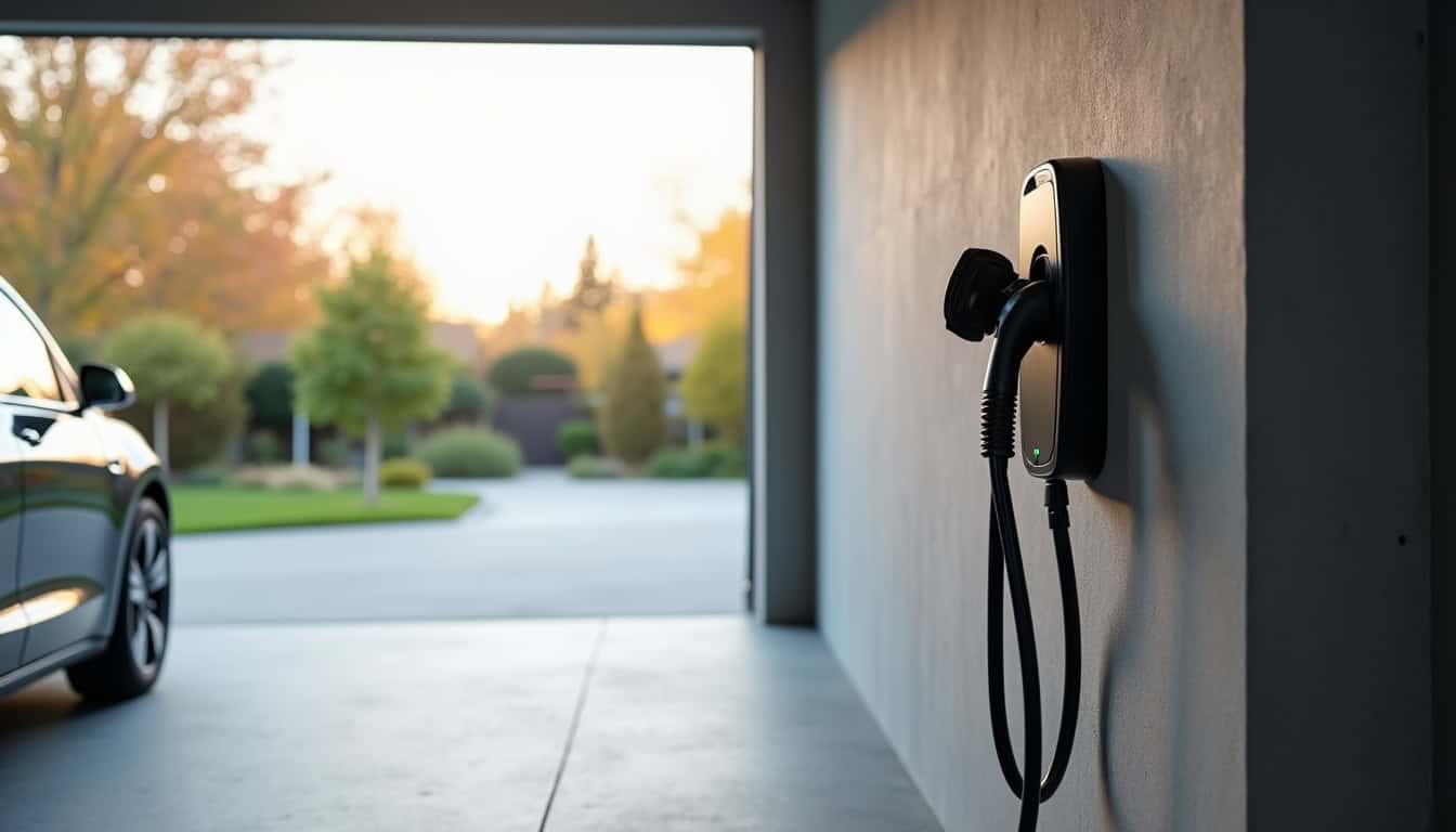Borne de recharge électrique installée dans un garage privé à Saint-Esprit