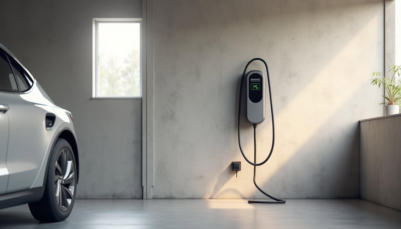 Borne de recharge électrique installée dans un garage privé à Saint-Père-en-retz