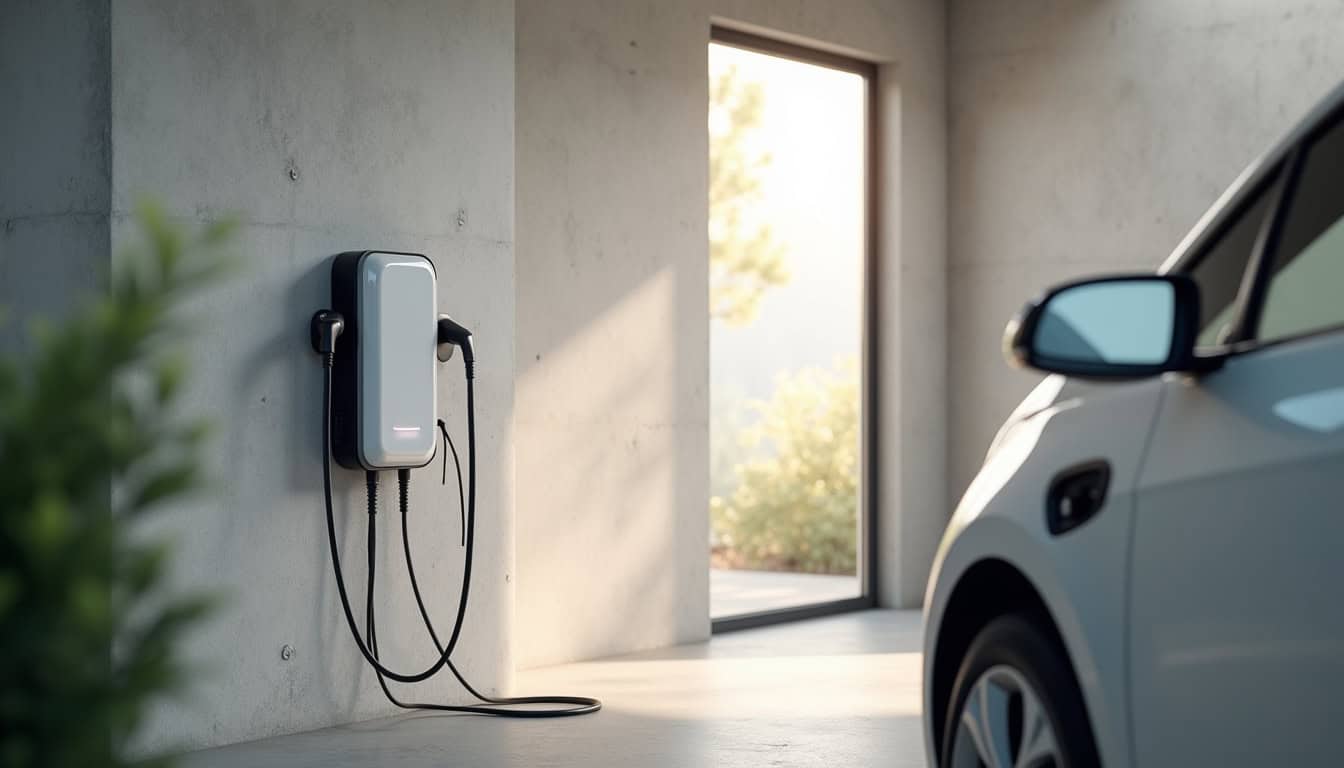 Borne de recharge électrique installée dans un garage privé à Thaon-les-Vosges